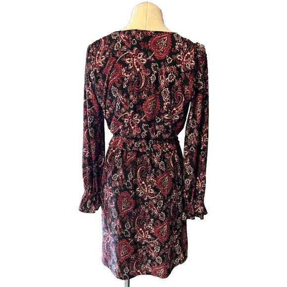 Michael Kors Blouson Dress Small 4 6 Black Red Long Sleeve Washable Career - Picture 5 of 11